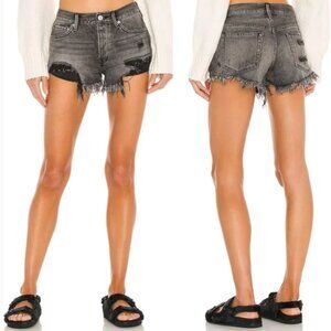 NWT Free People We The Free Good Vibrations Cut-Off Shorts Sulphur Black 27